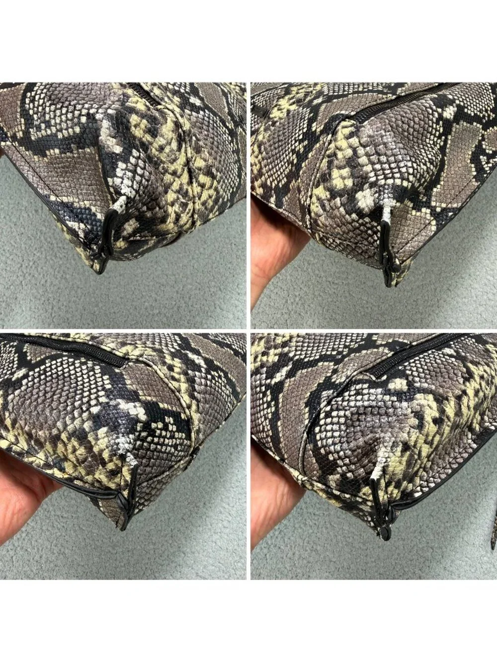 Joes Jeans Bag Large Grey Faux Snake Skin Hobo Shoulder Tote Purse Handbag